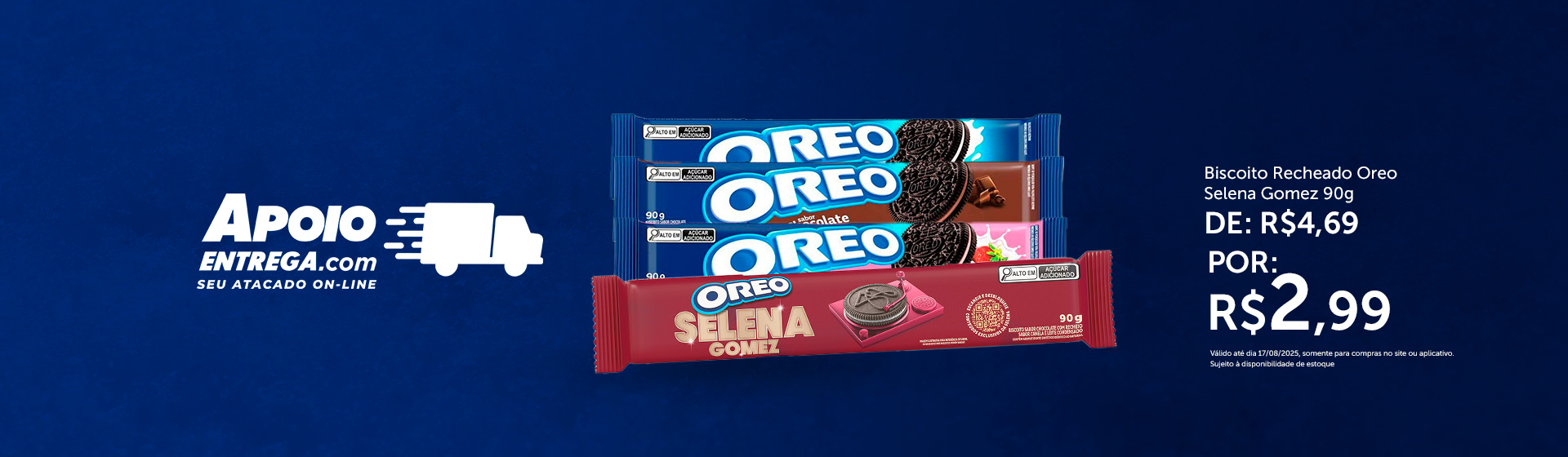 Biscoito Recheado Oreo Selena Gomez 90g até 17/08
